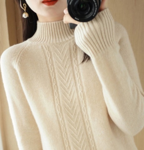 デート モテアイテム ニットソー 長袖 ミドルネック ケーブルニット リブニット ニット ウール 可愛い きれいめ 上品 おしゃれ かっこいい 可愛い ラブリー キュート ガーリー クール