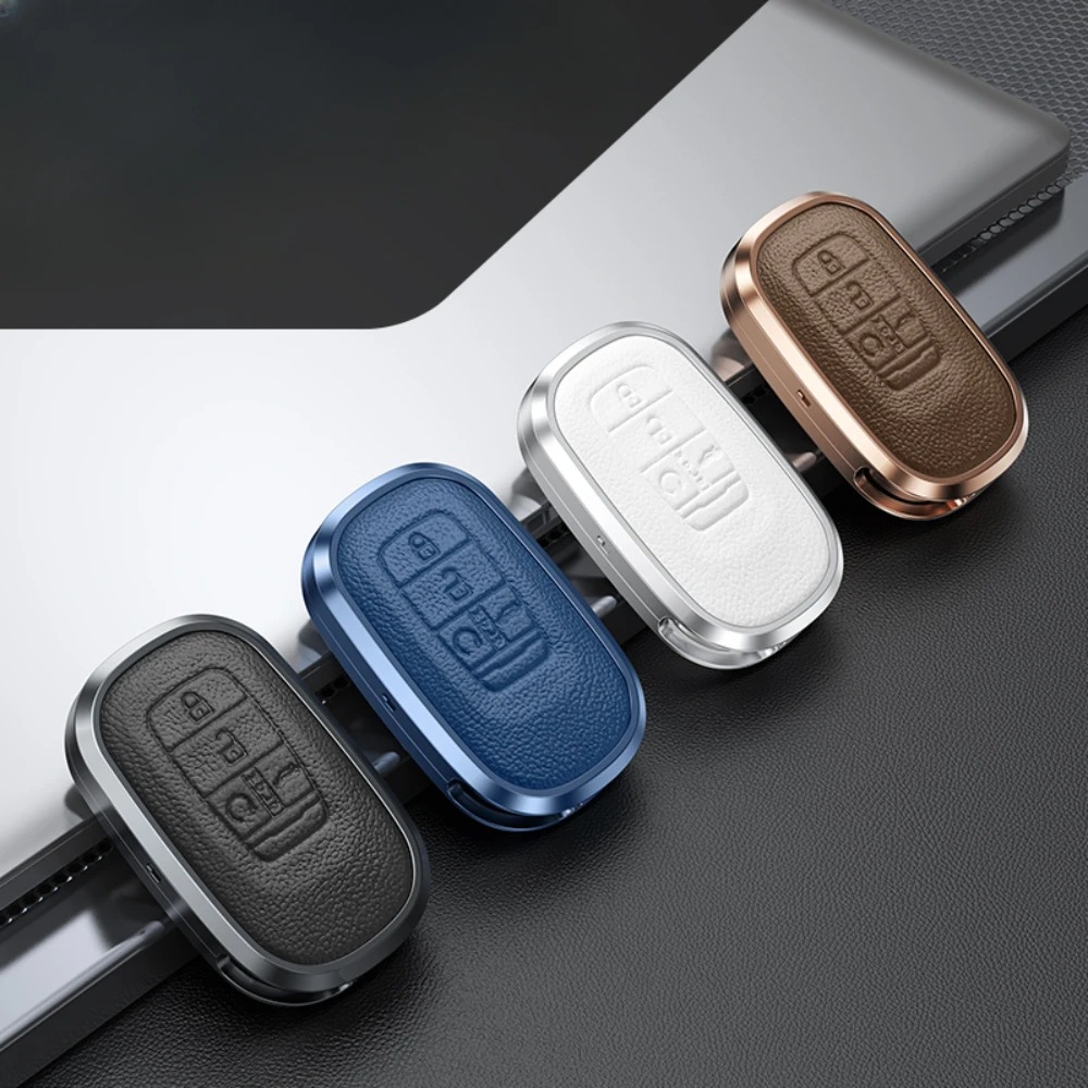 合金レザー カースマートキーケース カバー シェル プロテクター - ホンダ シビック 11代 アコード タイプR ヴェゼル HR-V CR-V プロテクター アクセサリー 輸入品