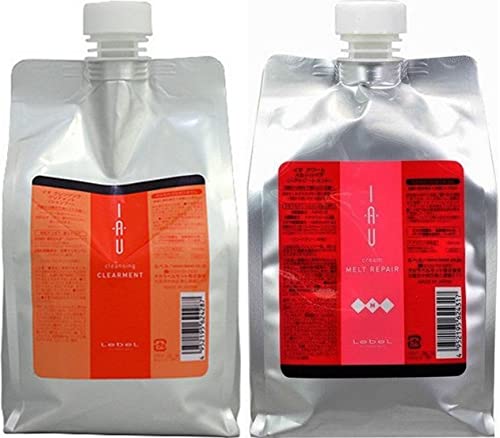ルベル IAU イオ クレンジング クリアメント(シャンプー)1000ml&イオ クリーム メルトリペア トリートメント1000ml 詰め替えセット