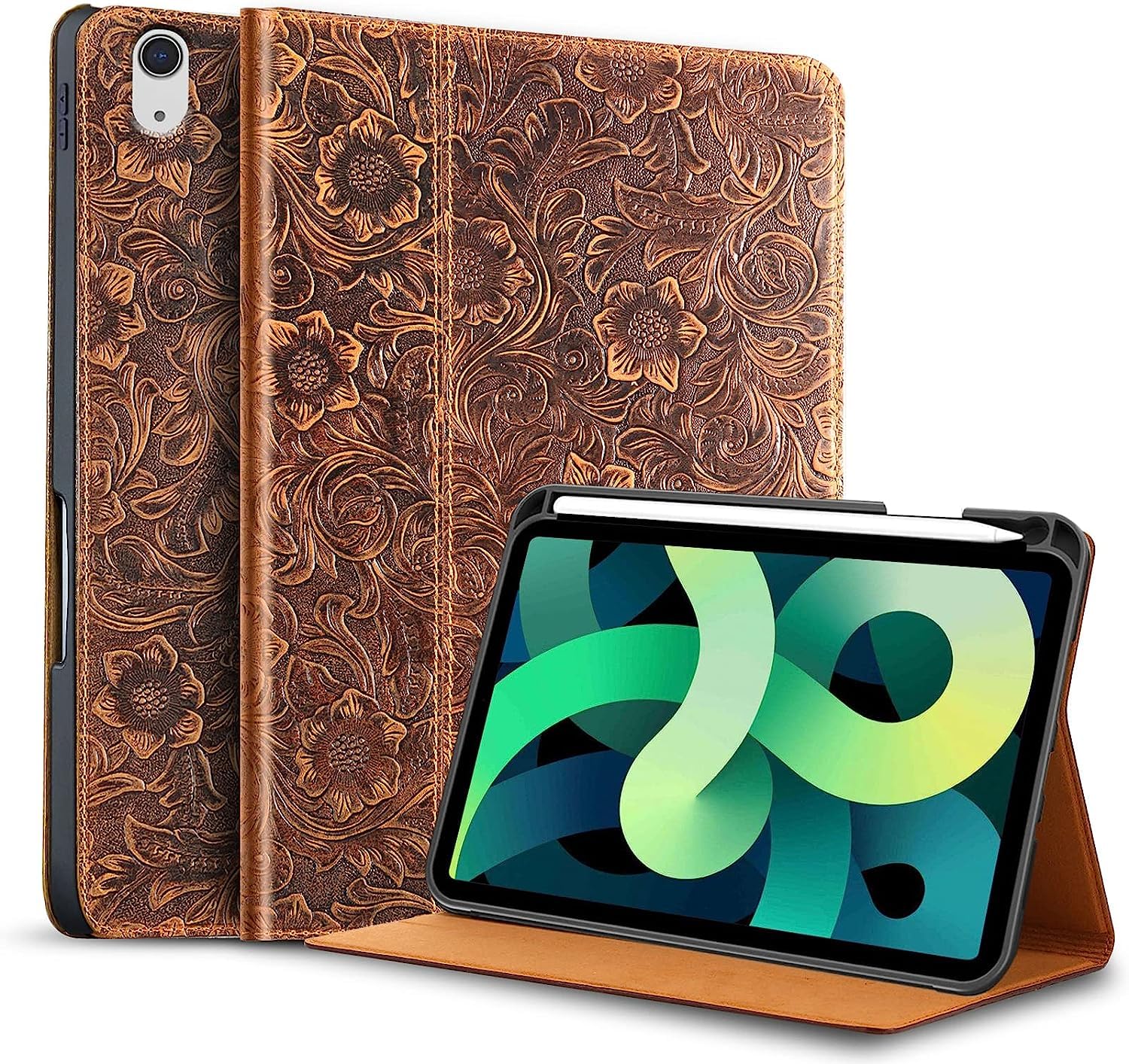 Gexmil ケース iPad Air 10.9 インチ,5/4世代通用 (2022/2020) 高級レザー製 ペン収納,衝撃防止 保護ケース 耐衝撃性 軽量 防指紋,オートスリープ/ウェイク 5,297円