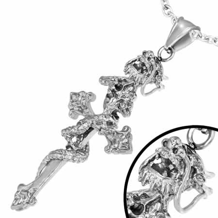 ドラゴンクロスステンレスペンダント 十字架 龍 竜 サージカルステンレス316L ネックレス パーツ メンズ レディース トップ ペア ステンレスペンダントトップ 男性 stt00-00-0483