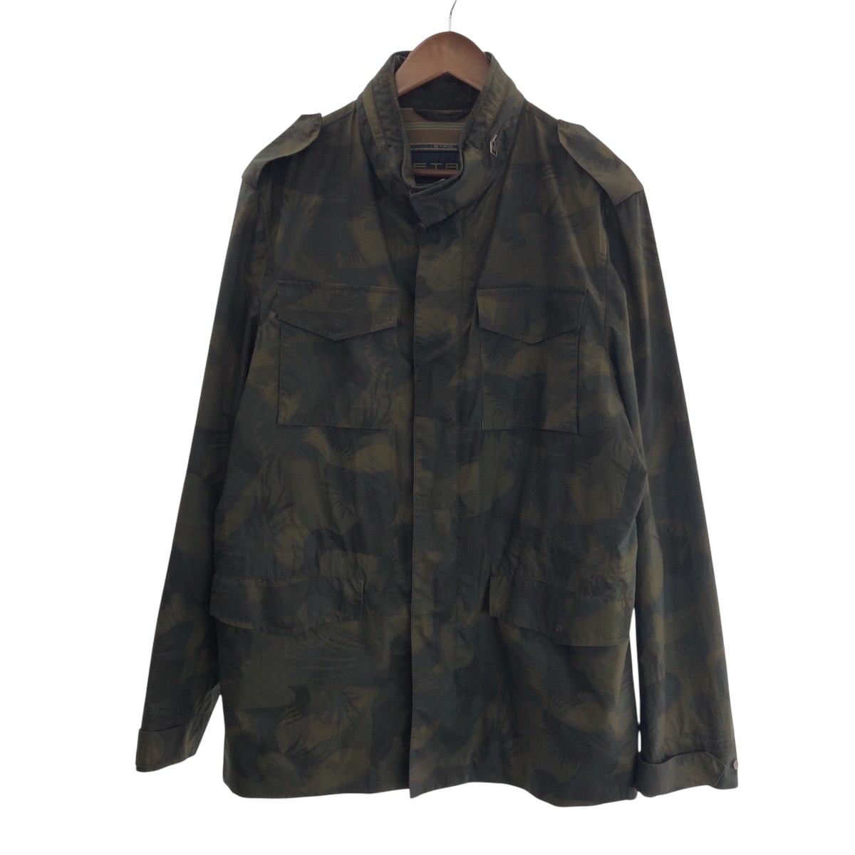 美品 ボタニカル柄 サイズL カーキ シルバー金具 ナイロン ジェケット ミリタリージャケット メンズ 501684