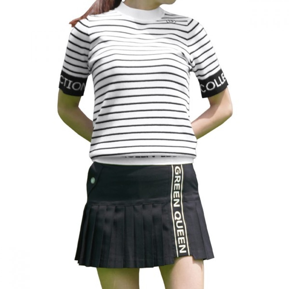 (ラックスゴルフ) ラックスゴルフグリーンクイーンレディースストライプ半袖ゴルフニット GQ3M601W