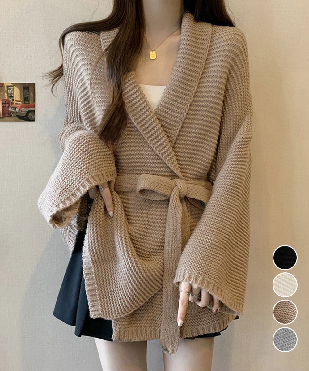 国内即納 ベルト付きニットカーディガン レディース 86KANING-038 4,845円