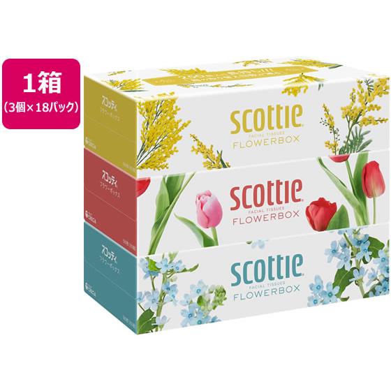スコッティ ティシュー フラワーボックス 250組 3個×18パック クレシア 41330