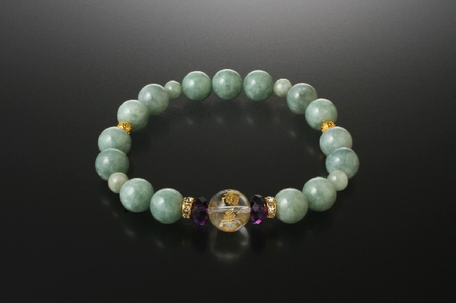 南無阿弥陀佛ひすいブレス　白水晶タイプ白水晶/アメジスト/翡翠/天然石 パワーストーン ブレスレット