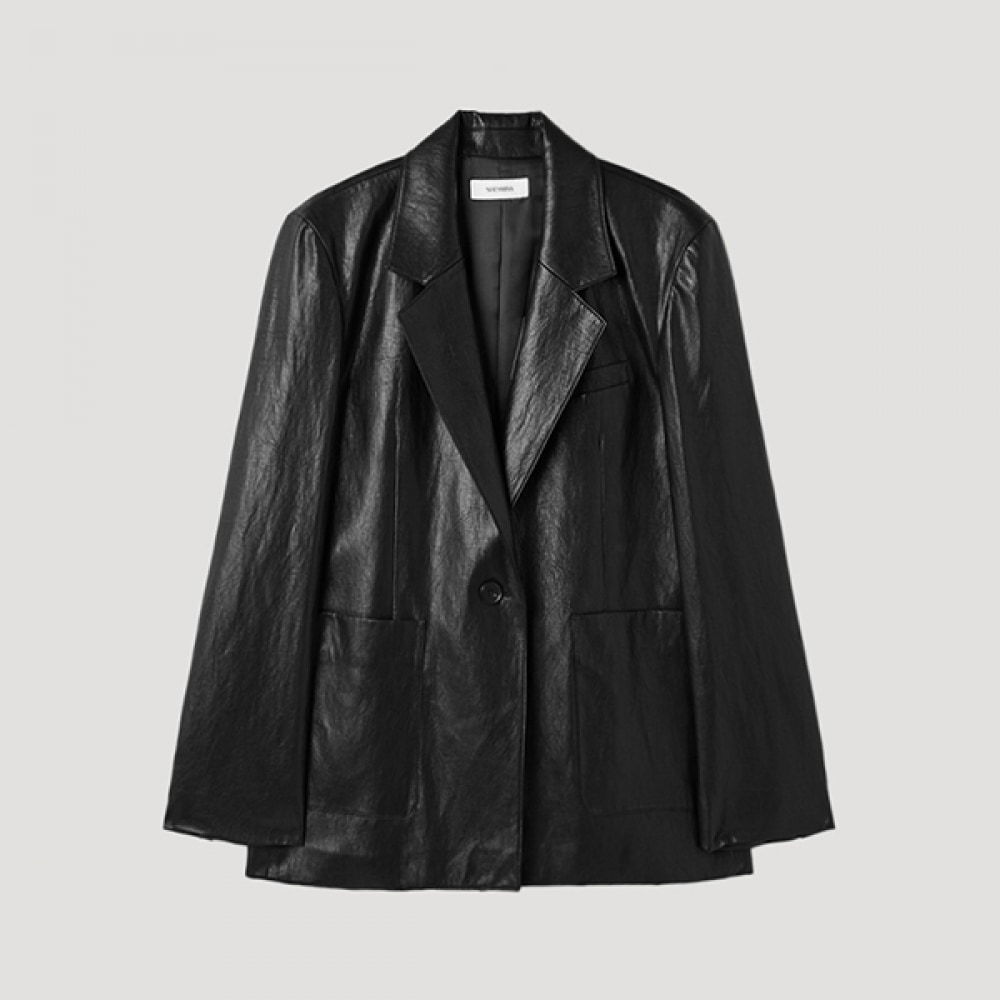 [シースミス] シングルボタンレザージャケット_SWWJKP12050_BK