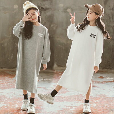 親子服子ワンピースミモレロングワンピースHライン長袖春秋ワンピーl子服女の子ワンピース秋ワンピースリット入りレディミモレ丈ワンピースママサイズカジュアルキッズジュニア秋物春秋物入園式入学式卒業式七五三