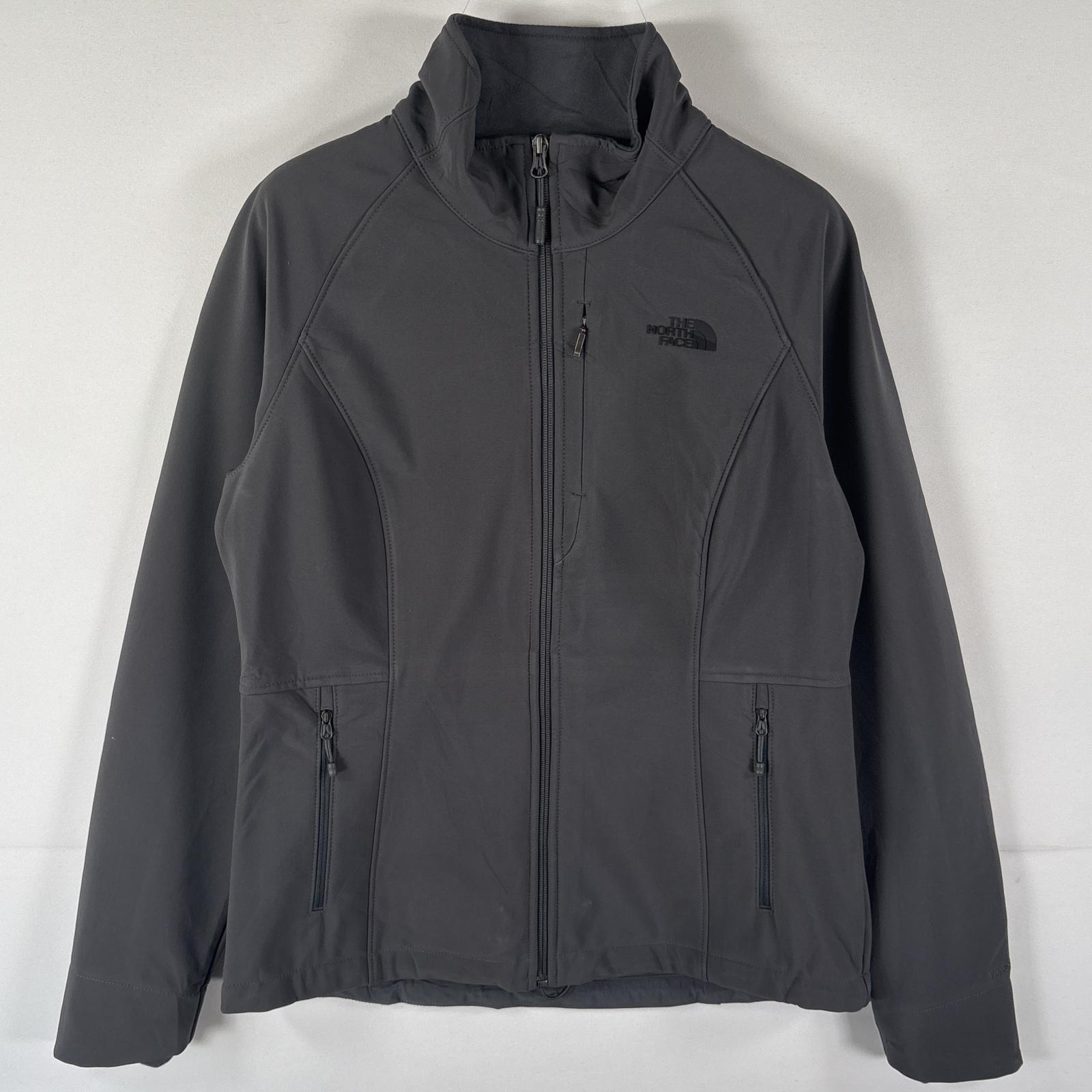 古着 ナイロンジャケット シェルジャケット フルジップ ワンポイント フリース M ダークグレー レディース