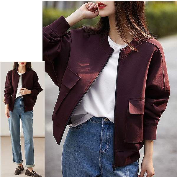 人気新品コットンジャンバース　ブルゾン　長袖　ワイン　ブラック　定番　SからXL　jk-2410-2