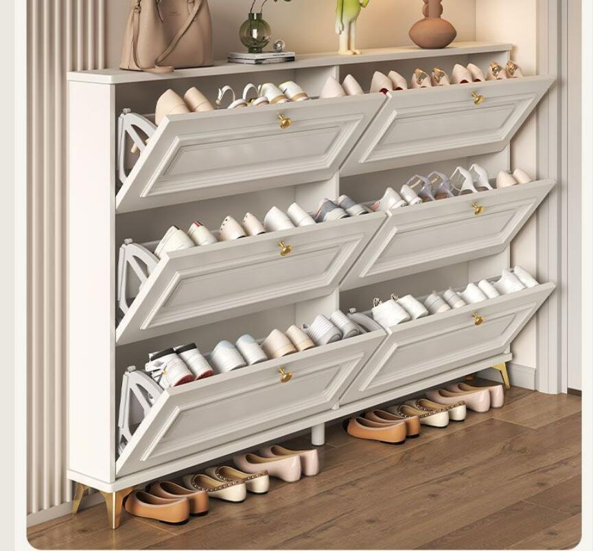 クリーム風シューズラック　家庭用玄関大容量玄関キャビネット玄関簡易収納靴