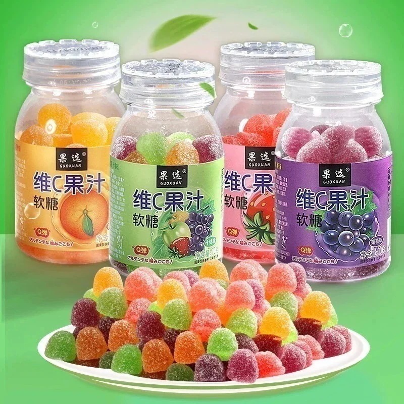 ビタミンCジュースグミ食事青果ゼリーグミオフィス旅行子供グミお菓子キャンディー 8バレル