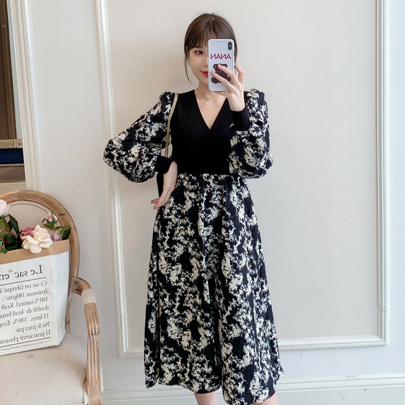 【送料無料】マタニティ ワンピース カシュクール パフスリーブ フレアスカート レディース