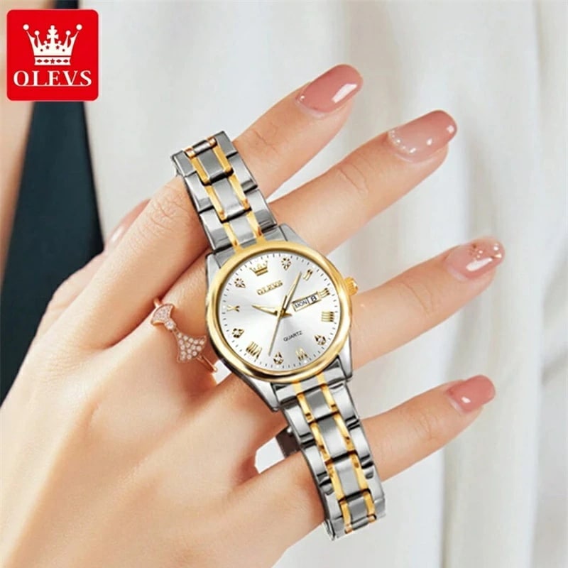 レディース腕時計レディース オリジナルダイヤモンド腕時計防水ルミナスステンレススチール高級クォーツ女性用腕時計ゴールド