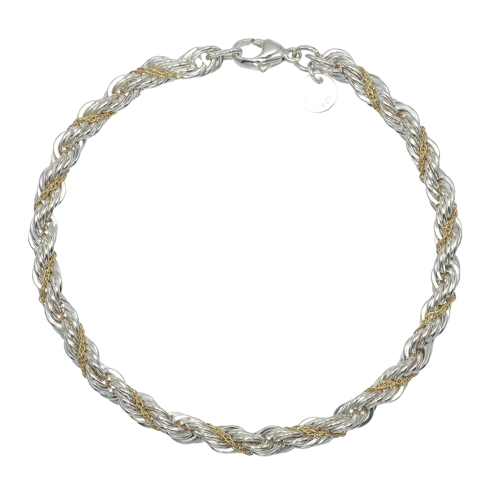 ツイスト 腕周り19.3cm ブレスレット シルバー925 K18イエローゴールド 約15.2g レディース 中古品 Aランク