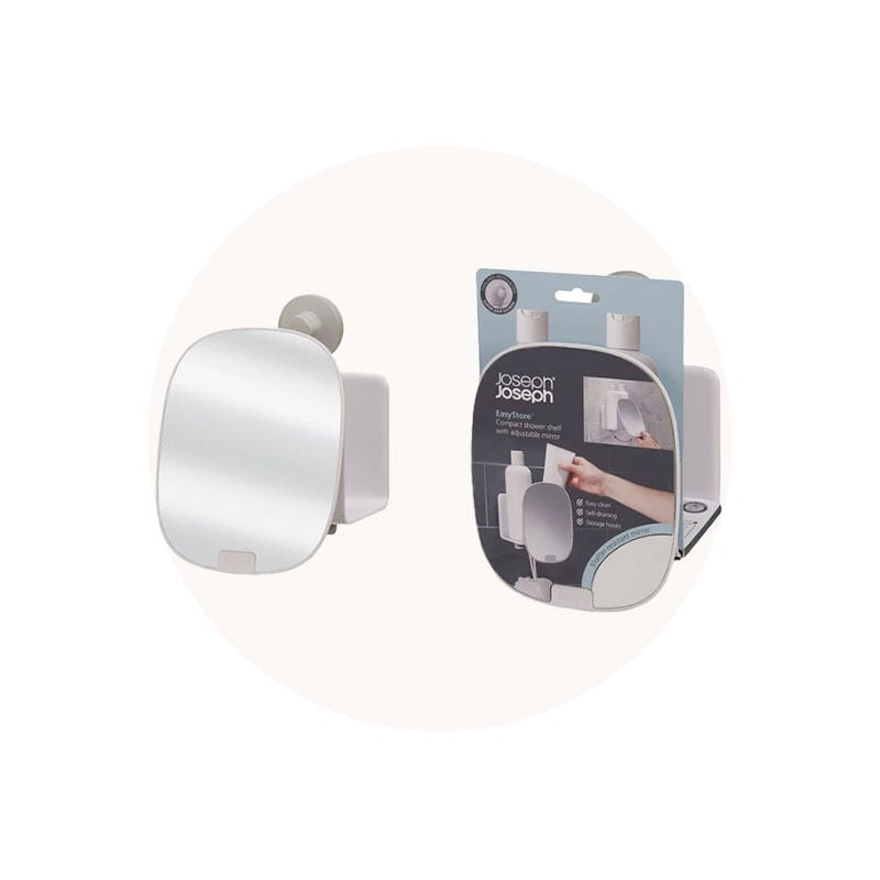 [ジョセフ＆ジョセフ]調整可能な鏡付きのコンパクトシャワーシェルフ