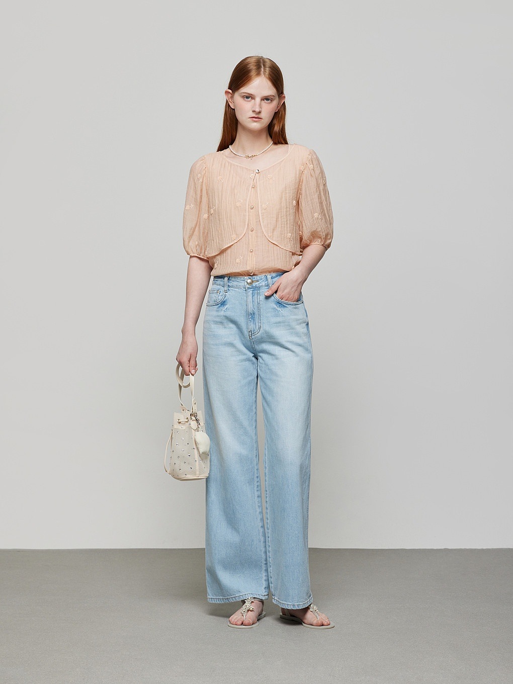 DEWL ブークル フラワー レイヤード ブラウス