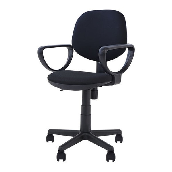 Netforce WLT-2AR-W-BK ブラック オフィスチェア (軽量 デスクチェア 肘付き 布張り 座面昇降) メーカー直送