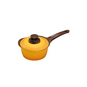 【即納】アイリスオーヤマ 鍋 片手鍋 無加水鍋 18cm IH ガス火対応 セラミックコート お手入れ簡単 時短 軽量 遠赤外線効果 レシピブック付 イエロー KMKS-18