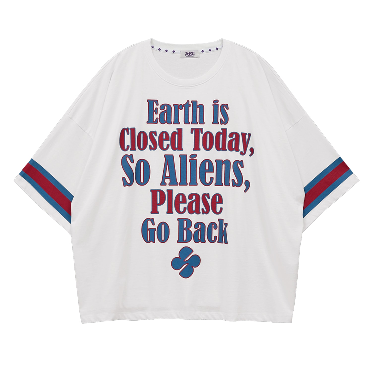 Vintage typography overfit half sleeve T-shirt WHITE