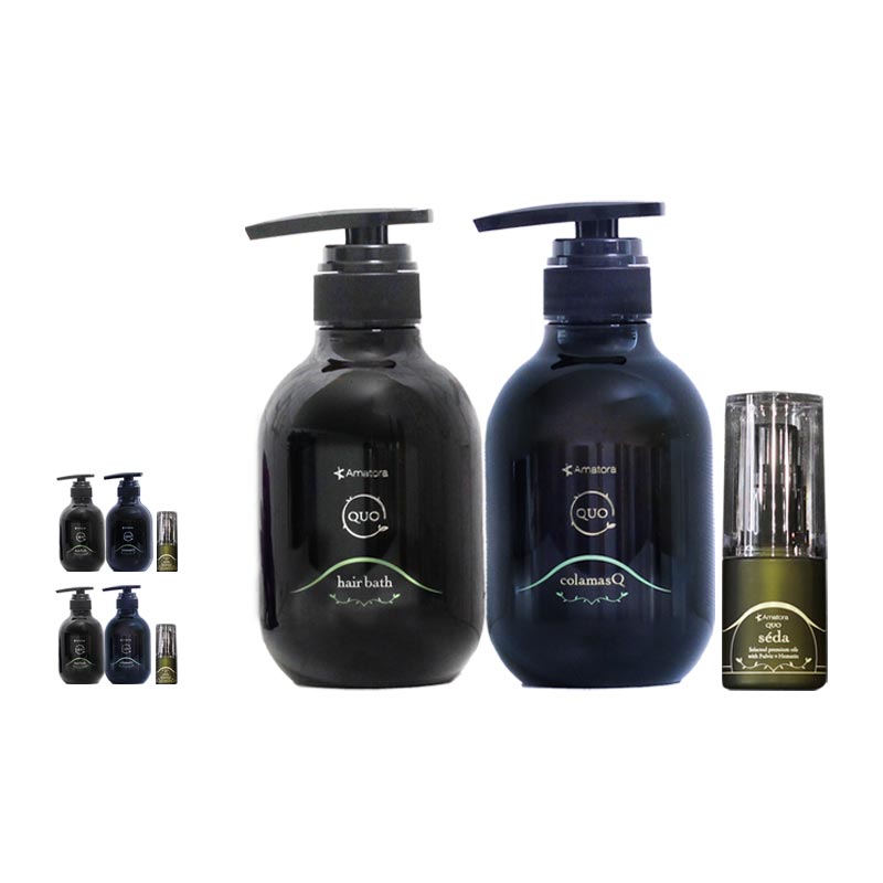 正規品 クゥオ ヘアバス H 375ml＋マスク 375g＋セダ 30ml 計3個 お試しセット エイジングケアシャンプー エイジングケアトリートメント 洗い流さないトリートメントセット