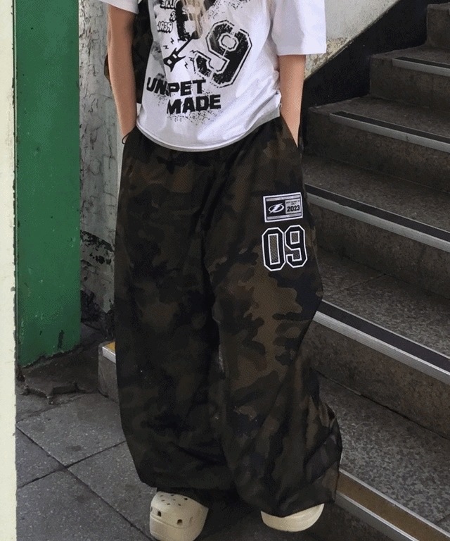 mesh patch pants [3color]