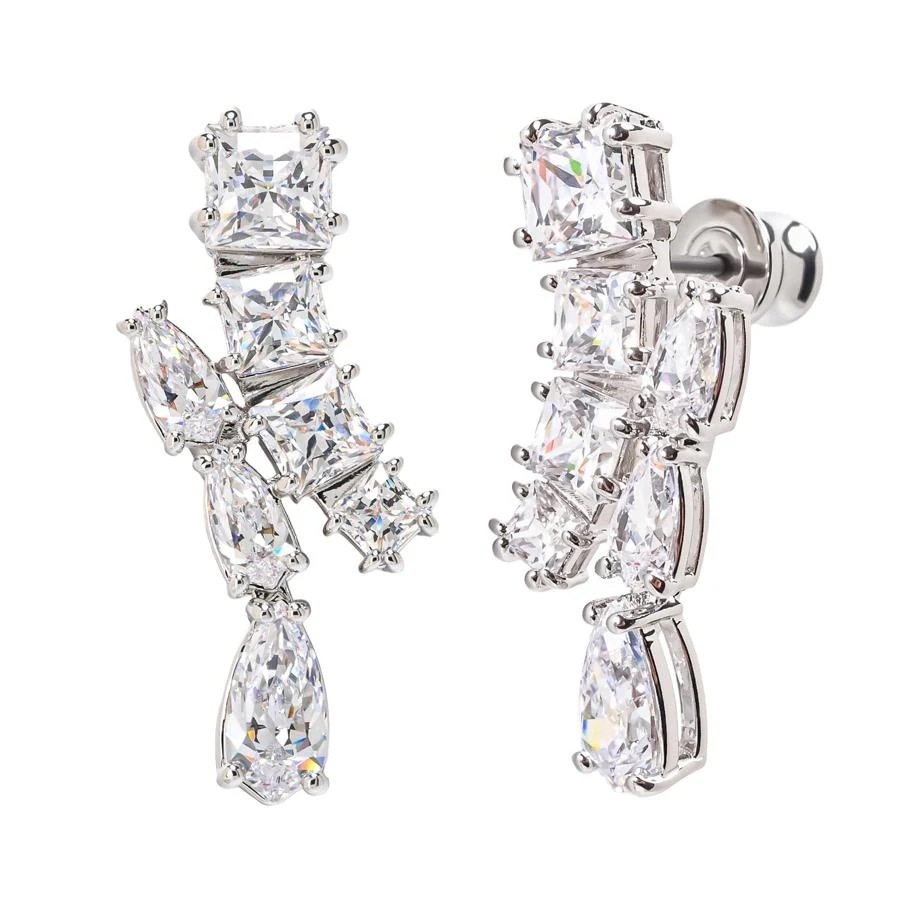 ピアス レディース マトリックス ドロップピアス レディース ミックスカット クリア シルバー 5700418 ジュエリー アクセサリー 女性