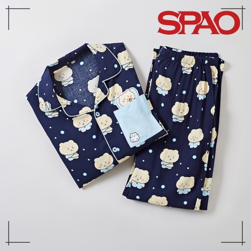 SPAO こわれたクマ 長袖パジャマ (NAVY) パジャマ アクセサリー 人気商品 限定版
