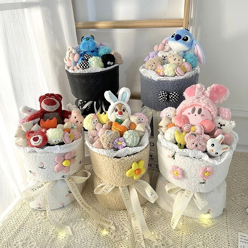 ライト付き人形ぬいぐるみシミュレーションブーケ花を持つかわいい人形ガールフレンドへののバレンタインデーギフト