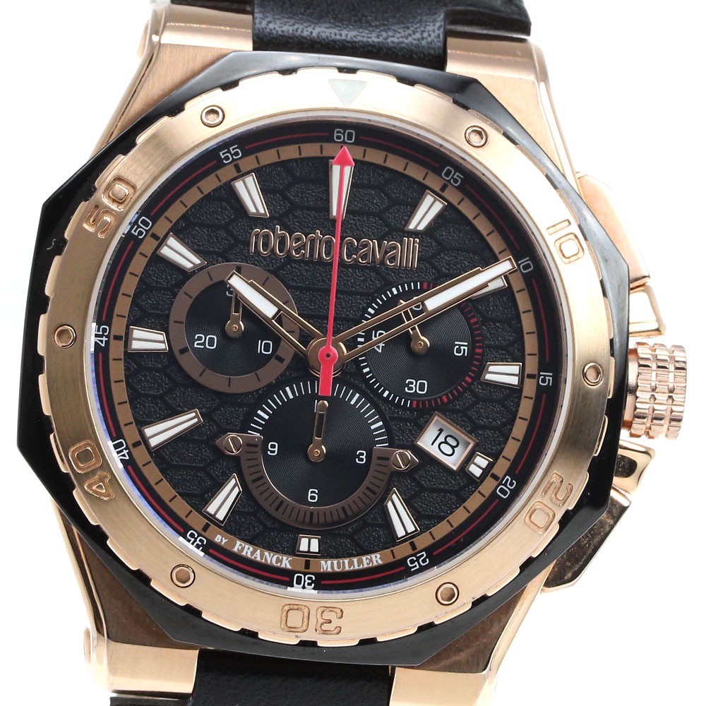 ロベルトカヴァリ Roberto Cavalli RV1G153L0031 by.フランクミュラー クロノグラフ クォーツ メンズ 内箱付き_818185【中古】