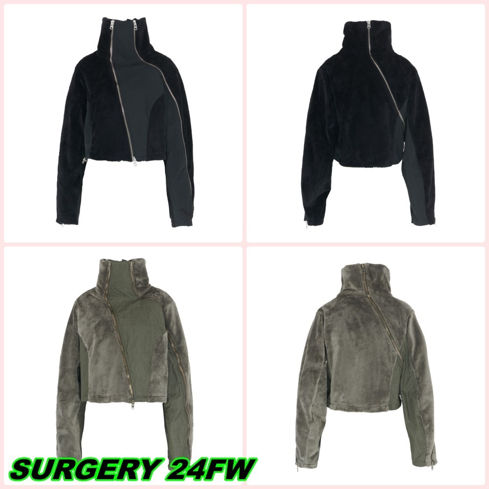 【SURGERY】24FW cross zip crop fleece jacket