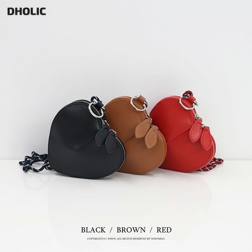 2ストラップ付エコレザーハートポーチバッグ