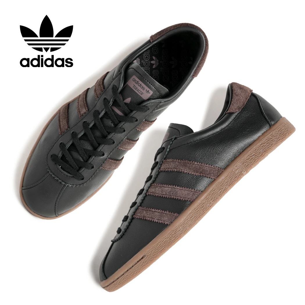 adidas アディダス タバコ ローテク スニーカー TOBACCO CORE BLACK/DARK BROWN/GUM ( 茶色 ブラウン ブラック レザー クラシック ガムソール メンズ レディ
