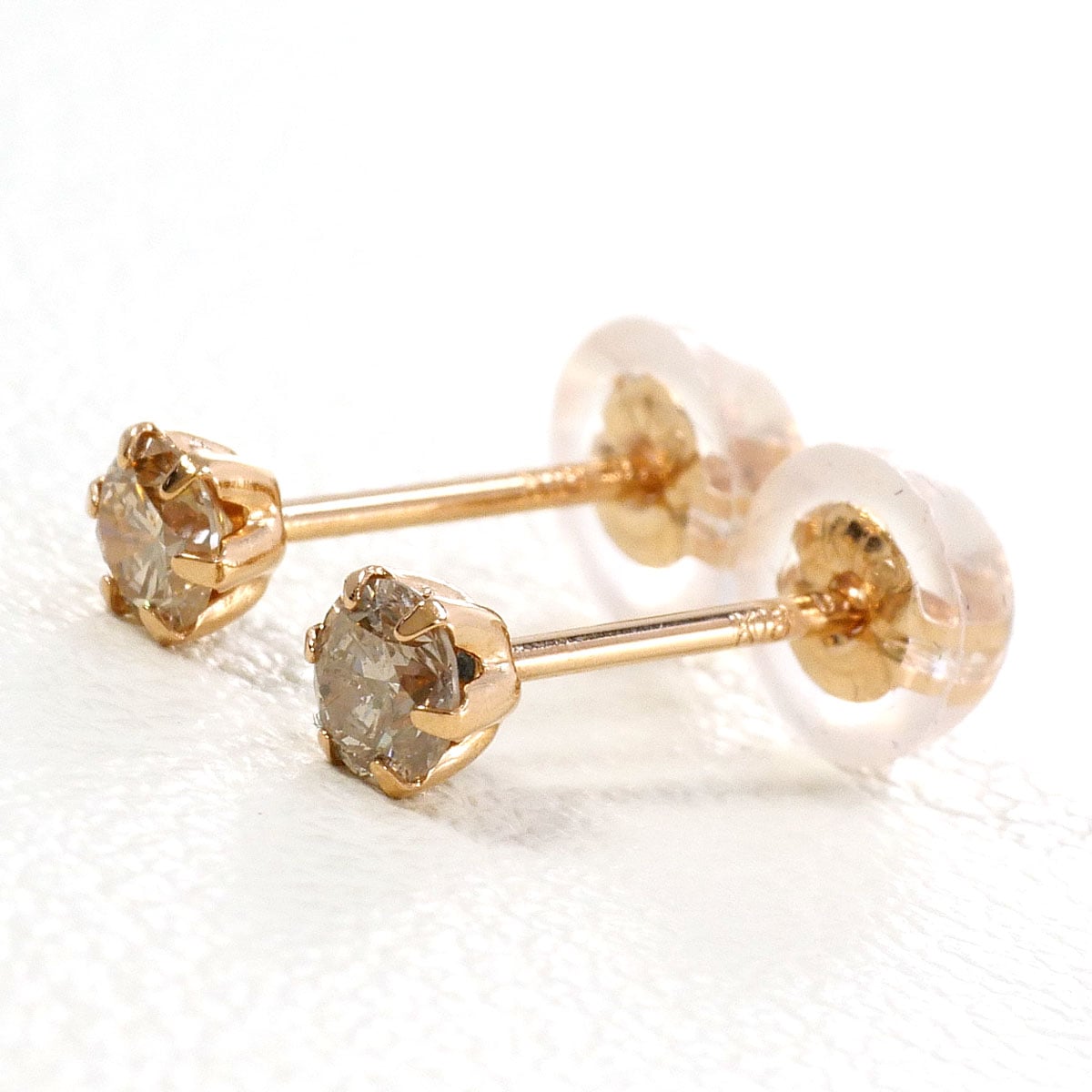 K18 18金 PG ピンクゴールド ピアス ダイヤモンド 0.1ct 総重量約0.2g 中古