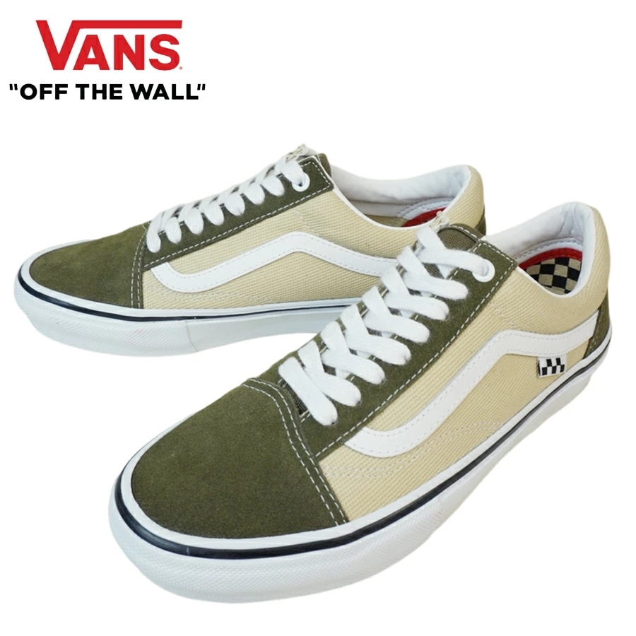 VANS スニーカーVANS ヴァンズ バンズ【箱なし】OLD SKOOL オールドスクールDARK OLIVE/WHITE ダーク オリーブ/ホワイト