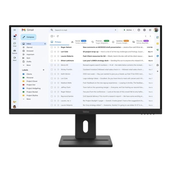 64BCMAR4JP ThinkVision E27-40 27型ワイド液晶ディスプレイ 1920×1080 VGA DP HDMI ブラック 広視野角IPSパネル採用