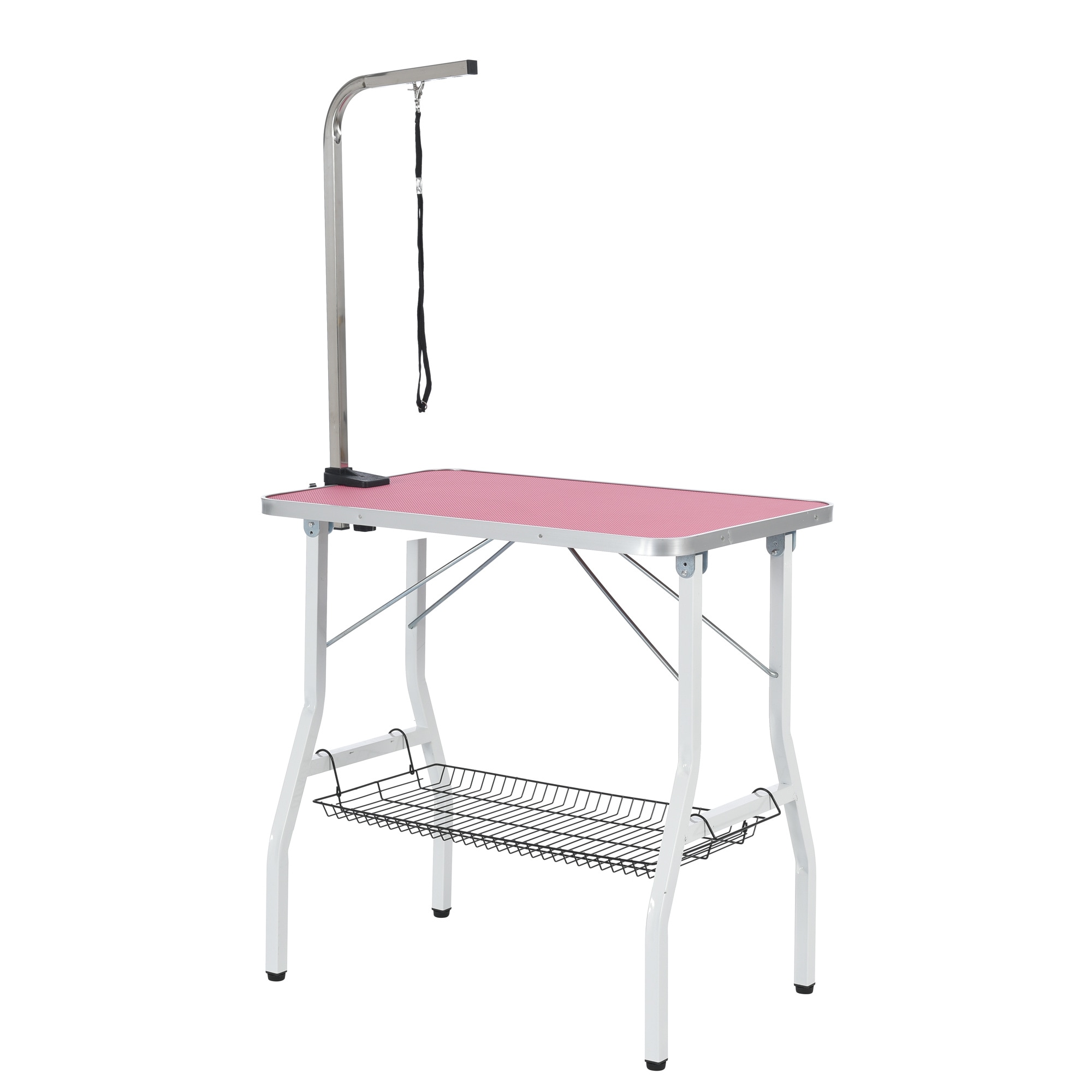【2025新作 即納品 人気製品】トリミングテーブル 折りたたみ トリミング台 トリミング 折り畳み ペット用 シャンプー カット ブロー ブラッシング 爪切り バリカン【ピンク】