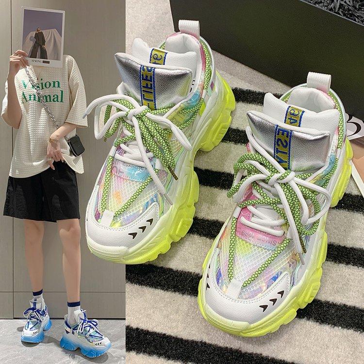 ダッドスニーカー スニーカー 厚底スニーカー レディース スニーカー 韓国 ウォーキングシューズ 厚底 スニーカー 靴 白 黒 かわいい 人気 滑らない