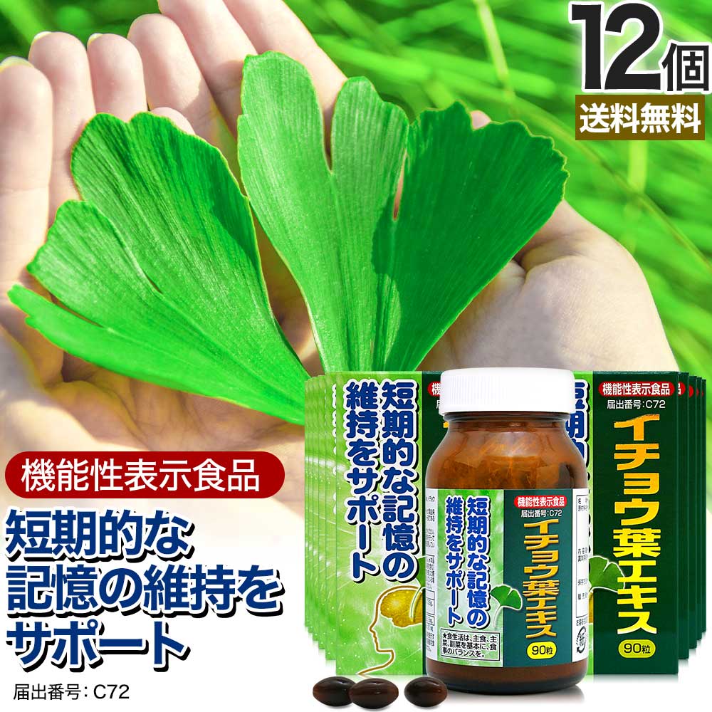 機能性表示食品イチョウ葉エキス 90粒*12個 約360日分 イチョウ葉サプリ イチョウ葉エキス サプリメント サプリ