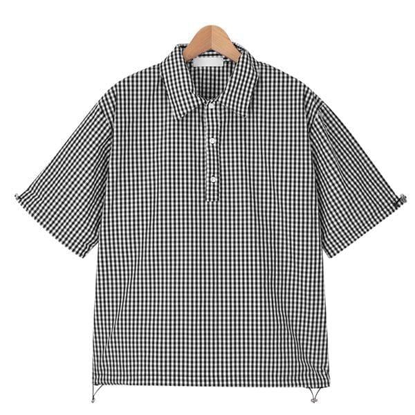 半袖シャツ SMOR021 1COLOR 男女共用 ストリング チェックカラーTシャツ 女性ファッション
