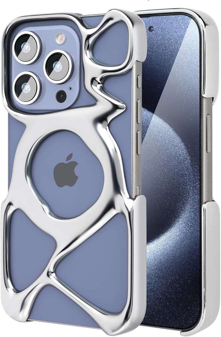 iPhone 15 Pro 用 ケース AM Emptiness Case for Magsafe対応 ワイヤレス充電対応 軽量 光沢( マットシルバー, iPhone 15 Pro)