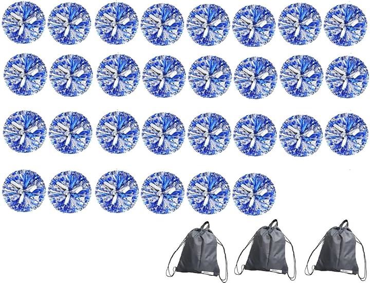 ポンポン チア キッズ ダンス(ブルー+シルバー30個)