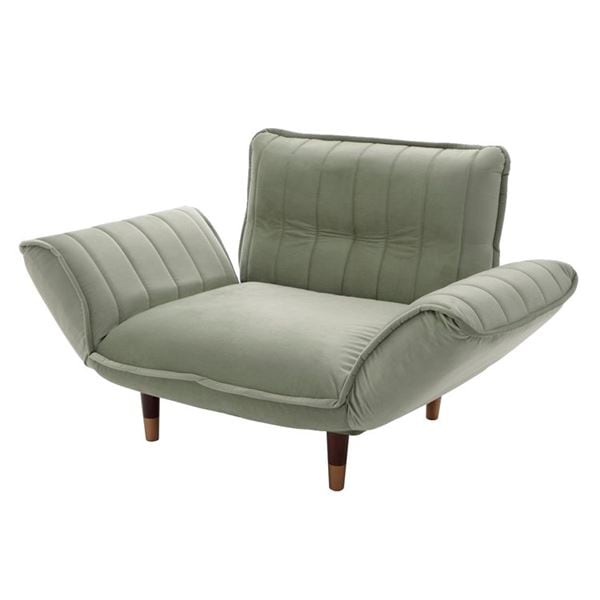 大人かわいいカウチソファ 1人掛け（ベロア） グリーン