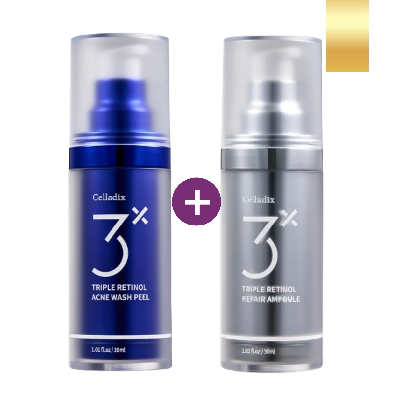 [ニキビセット]トリプルレチノール アクネ ウォッシュピール 30ml+トリプルレチノール 跡 アンプル 30ml/ピーリングジェル毛穴/凹凸/角質の除去/皮脂の調節/ニキビ跡/くすみシワ