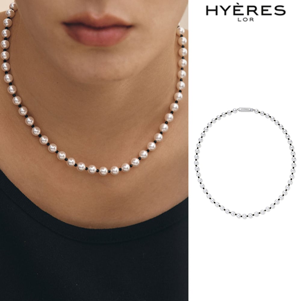 [HYERES LOR] H edition BR(W) Ball MIX Pearl & Spinel Beads Necklace