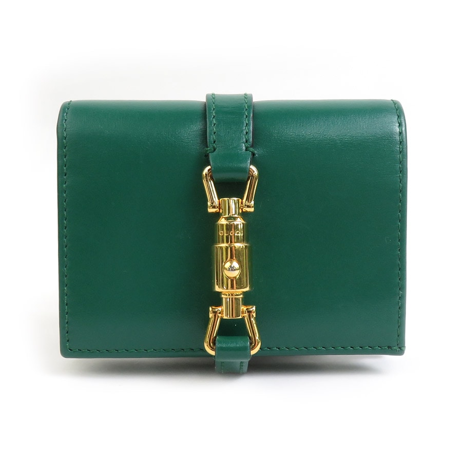 グッチ GUCCI 二つ折り財布 ニュージャッキー レザー グリーン ゴールド ユニセックス 645536 e59822a