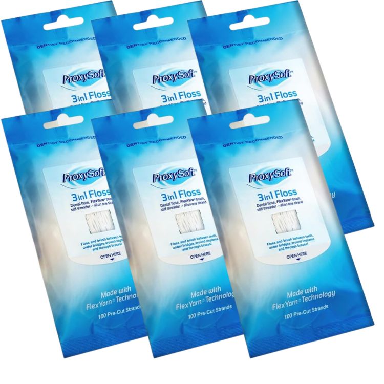 6個セット プロキシソフト 3in1フロス レギュラータイプ 100本入