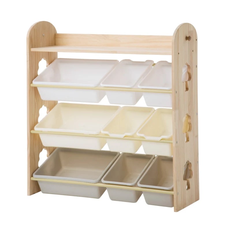 4段ラック おもちゃ収納 子ども用家具 天然木 おもちゃ箱 収納ボックス 収納 大容量 棚 ボックス 子供部屋 子供 こども 衣類収納 簡単組立 収納ボックス