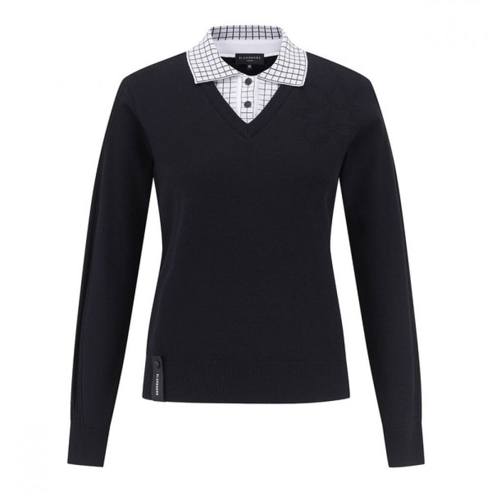 [St Andrews] レディーススターシンボルチェックカラーニット