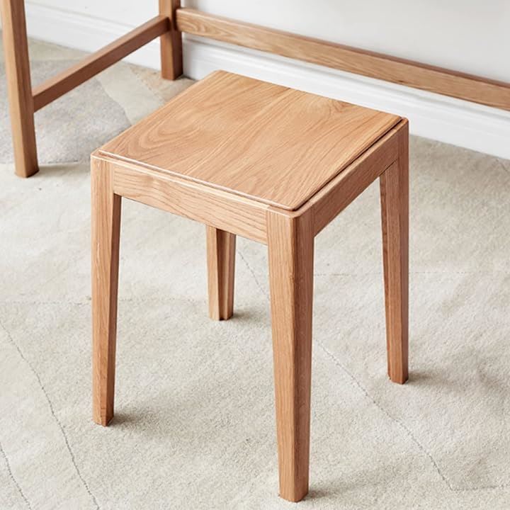 スツール アメリカオークウッド 木製 椅子 幅34cmx奥行34cmx高さ45cm チェア ウッドスツール ダイニングチェア(ナチュラル, 幅34cmx奥行34cmx高さ45cm)